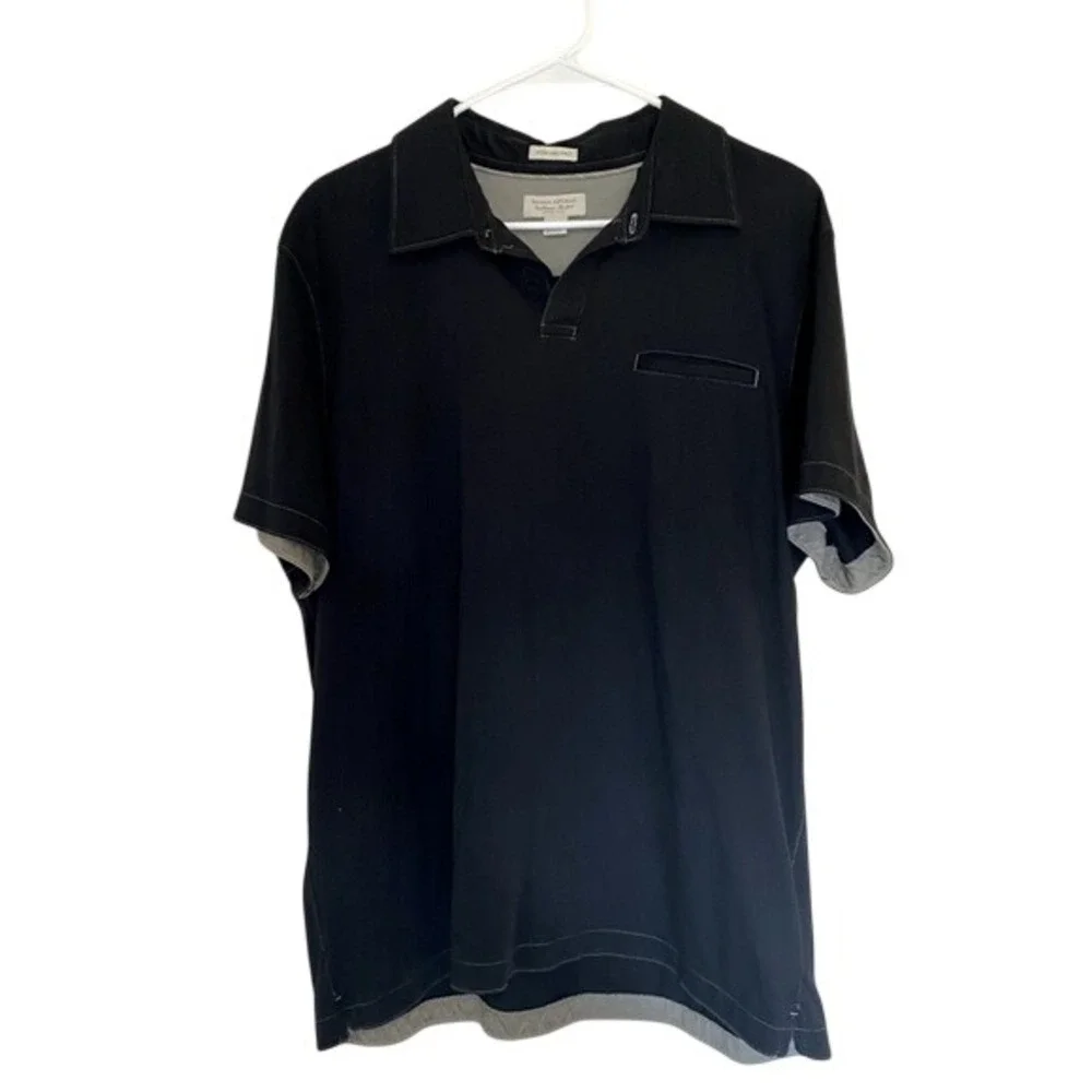 Banana‎ Republic Mens XL Fitted Pima Polo Shirt Black Short Sleeve
